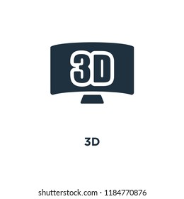 3D Sign icon. Black filled vector illustration. 3D Sign symbol on white background. Can be used in web and mobile.