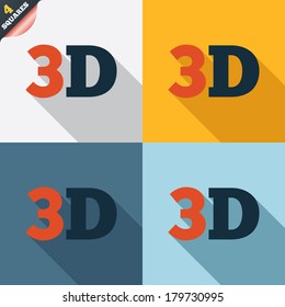 3D sign icon. 3D New technology symbol. Four squares. Colored Flat design buttons. Vector