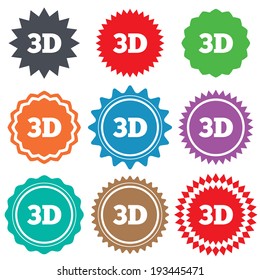 3D sign icon. 3D New technology symbol. Stars stickers. Certificate emblem labels. Vector