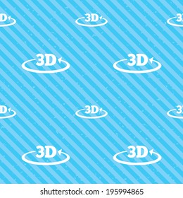 3D sign icon. 3D New technology symbol. Rotation arrow. Seamless diagonal lines texture. Blue grunge texture background. Vector