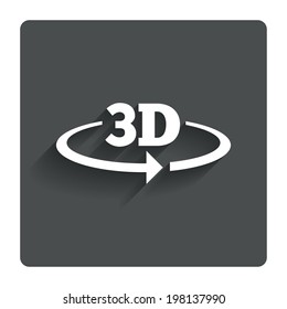 3D sign icon. 3D New technology symbol. Rotation arrow. Gray flat button with shadow. Modern UI website navigation. Vector