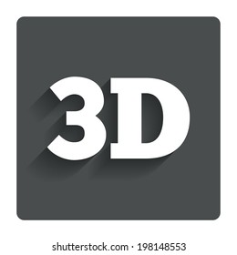 3D sign icon. 3D New technology symbol. Gray flat button with shadow. Modern UI website navigation. Vector