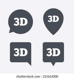 3D sign icon. 3D New technology symbol. Map pointers information buttons. Speech bubbles with icons. Vector