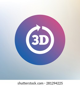 3D sign icon. 3D New technology symbol. Rotation arrow. Icon on blurred background. Vector