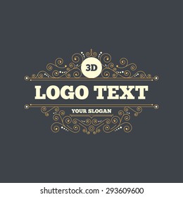 3D sign icon. 3D New technology symbol. Flourishes calligraphic ornament. Vector