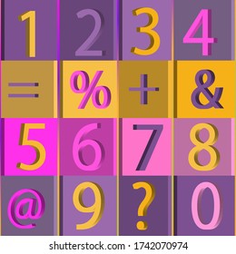 3d signs and numbers  against  a backdrop of 3d geometric shapes.