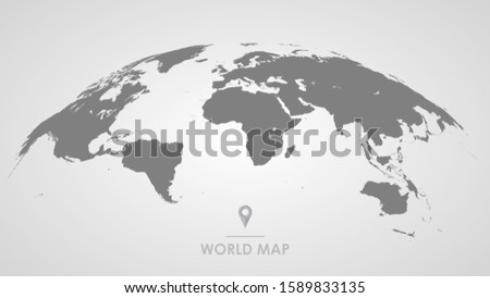 3d silhouette of a global world map, sphere with continents and islands of the world monochrome vector illustration
