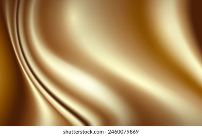 3D silk gold vector illustration. Luxury and elegance in every curve