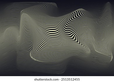 3D silk texture background. Gold Liquid distorted banner template design. Wave vector aesthetic can used web discord banner. EPS 10