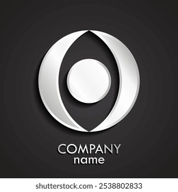3d silver abstract circle decorative logo design