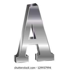 3D silver alphabet A