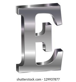 3D silver alphabet E