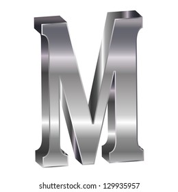 3D silver alphabet M
