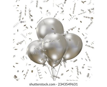 3d silver balloon icon vector illustration