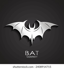 3d silver bat shape logo design