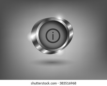 3d silver button on gray background