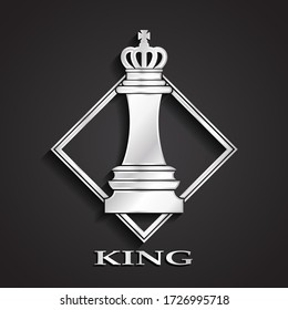 3d Silver Chess King Shiny Logo