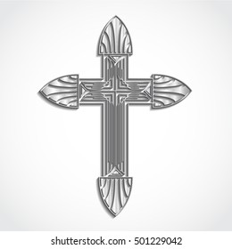 3d silver cross / art deco stile