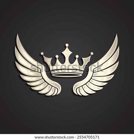3d silver crown with wings logo