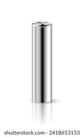 3D silver cylinder column vector illustration. Realistic metal pipe podium or shiny chrome box for product display and presentation, luxury platinum platform base, stainless steel pillar mockup