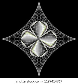 3D silver flower in a grid