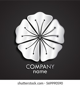 3d silver flower logo