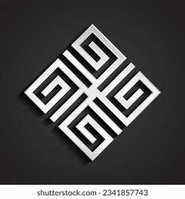 3d silver geometric linear shape logo design