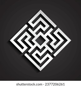 3d silver geometric linear shape square logo design