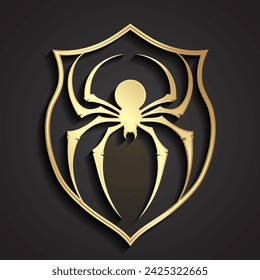 3d silver gold logo in shield vector illustration