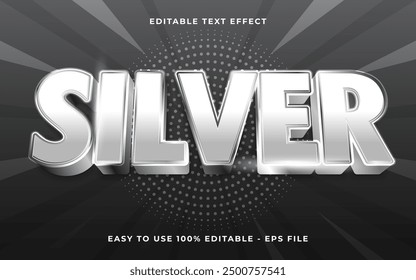 3d silver gradient sparkle text style effect template editable text effect