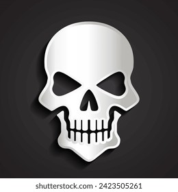 3d silver human skull vector illustration on a dark background 