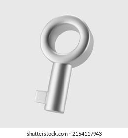 3d Silver Key Icons Isolated On Gray Background. Rendering Minimal Metal Key. Privacy And Security, The Concept Of Buying Or Renting A House And A Car. 3d Cartoon Simple Vector Illustration