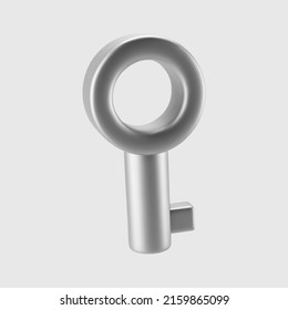 3d silver key icons isolated on gray background. Rendering minimal metal key. Privacy and security, the concept of buying or renting a house and a car. 3d cartoon simple vector illustration