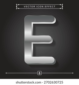 3D silver letter E icon with modern vector design for business and metallic concept