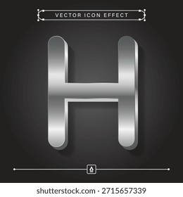 3d silver letter H icon with modern metallic design and abstract human anatomy illustration