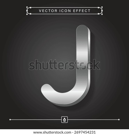 3d silver letter j icon in modern metallic style with vector steel effect representing business, design, and digital concept for illustration