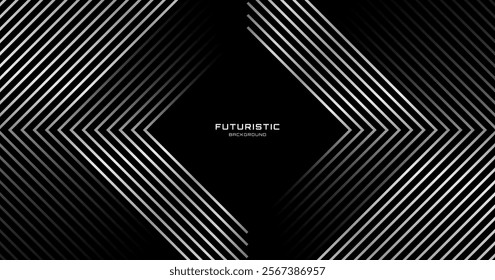 3D silver lines techno abstract background overlap layer on dark space with rhombus effect decoration. Modern graphic design element stripes style concept for banner, flyer, card, or brochure cover