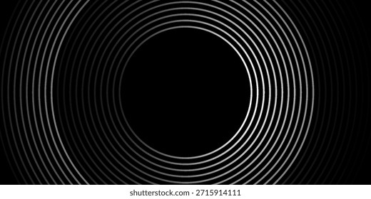 3D silver lines techno abstract background overlap layer on dark space with circles effect decoration. Modern graphic design element stripes style concept for web banner, flyer, card or brochure cover