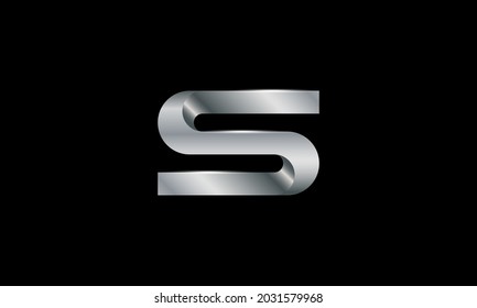 3d silver logo. letter S initial design illustration. good for IT and technology company.