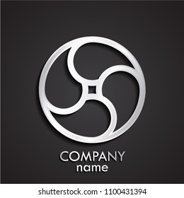 3d silver metal circular logo