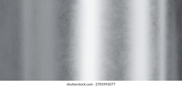 3D silver metal gradient background with chrome foil and grunge rough gradation texture. Glossy stainless steel surface with mirror reflection and smooth sheen. Realistic shiny vector bg in Y2K style