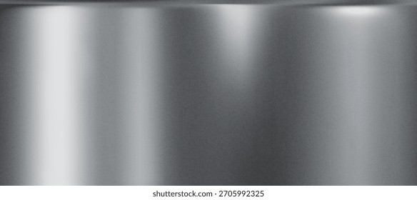 Fondo de gradiente de metal plateado 3D con lámina de cromo y textura de gradación áspera grunge. Superficie de acero inoxidable brillante con reflejo de espejo y brillo suave. Vector brillante realista retro bg