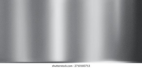 Fundo gradiente de metal prateado 3D com folha de cromo e textura grunge de gradação áspera. Superfície de aço inoxidável brilhante com reflexo espelho e brilho liso. Vetor brilhante realista bg no estilo Y2K