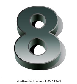 3d silver metal numbers - number 8