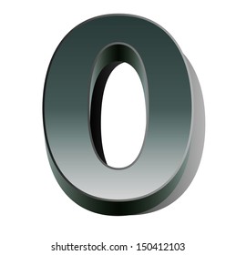 3d silver metal numbers - number 0