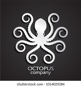 3d silver metal stylized octopus shape logo