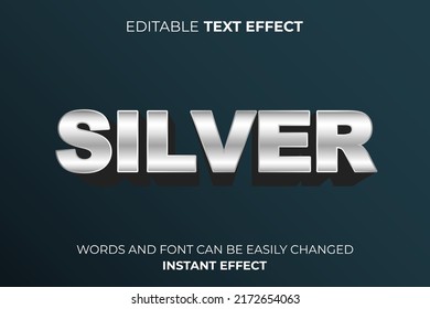 3d silver metallic text effect typography	