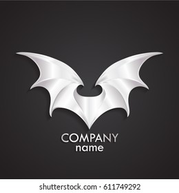 3d silver modern shape wings logo dragon / bat