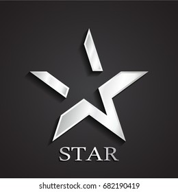 3d silver negative shape star symbol