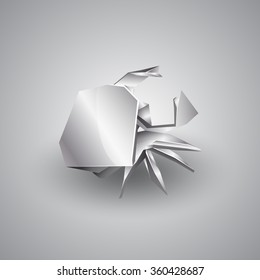 3d silver origami crab
